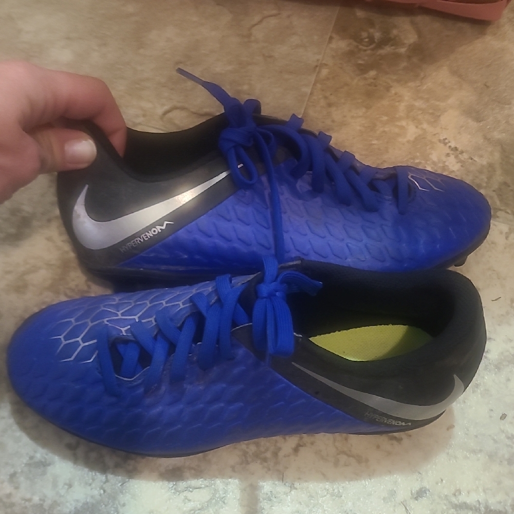 Nike Hypervenom Kids Blue and Black Soccer Cleats